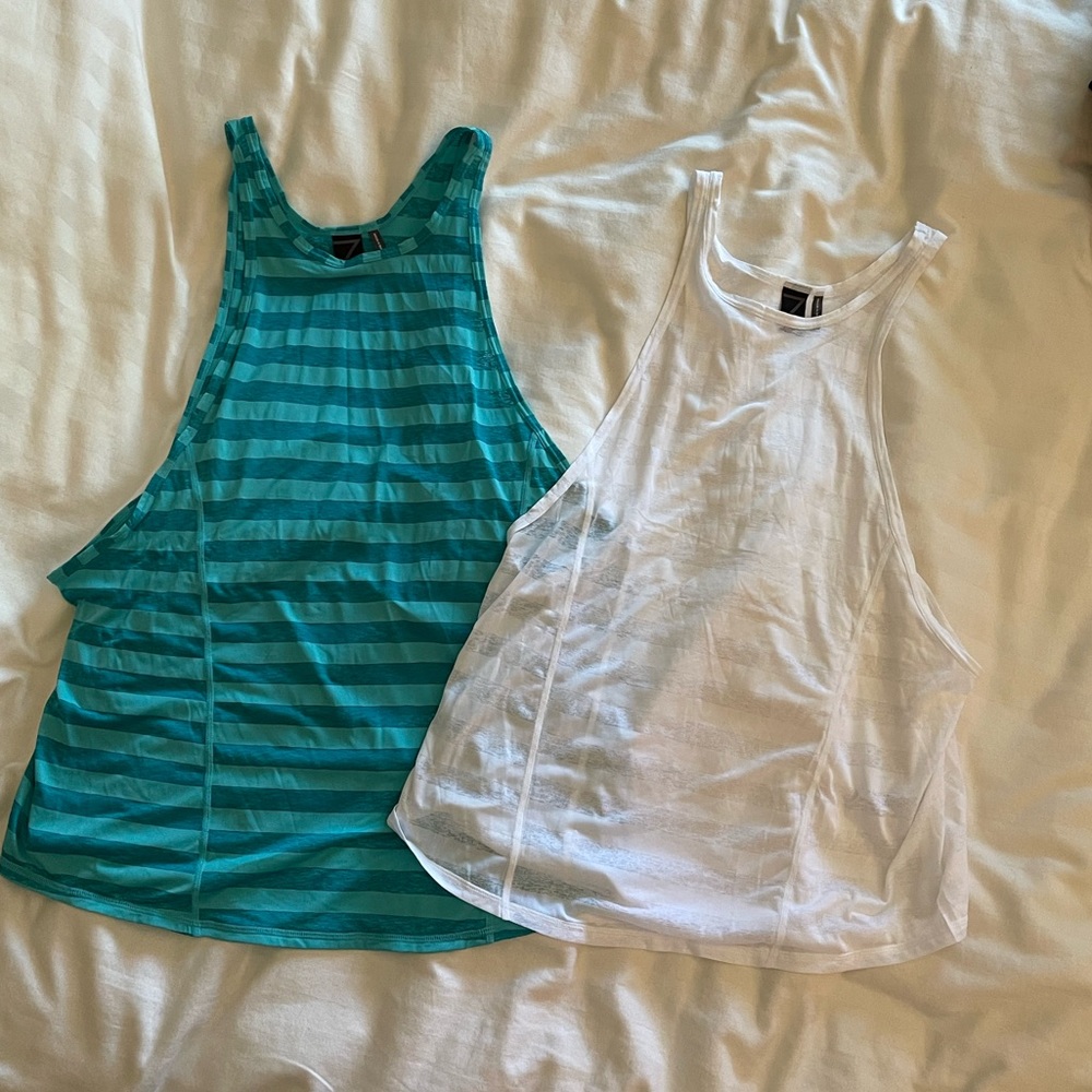 Zella tanks, aqua = L = worn once. white = M = NWOT